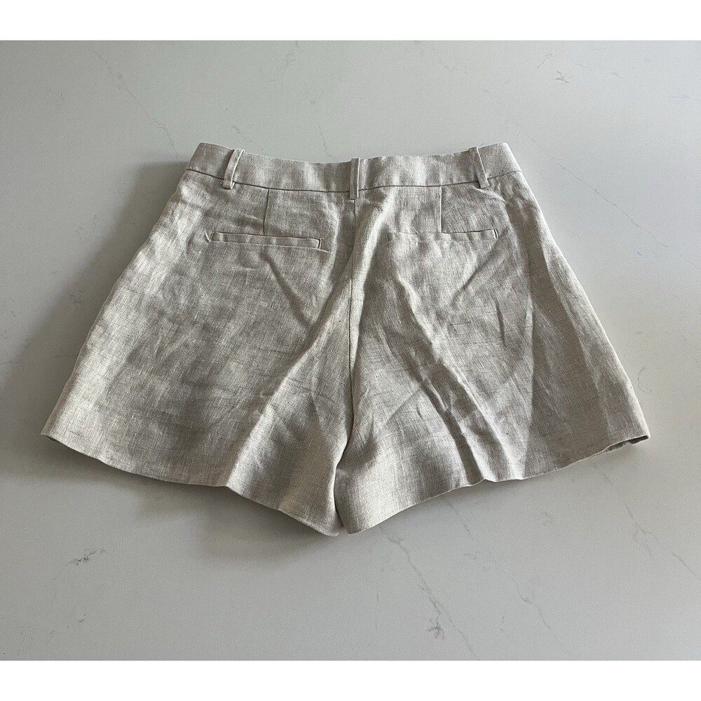 Banana Republic 100% Linen Shorts Beige Pleated High Waist 4 - Picture 3 of 7